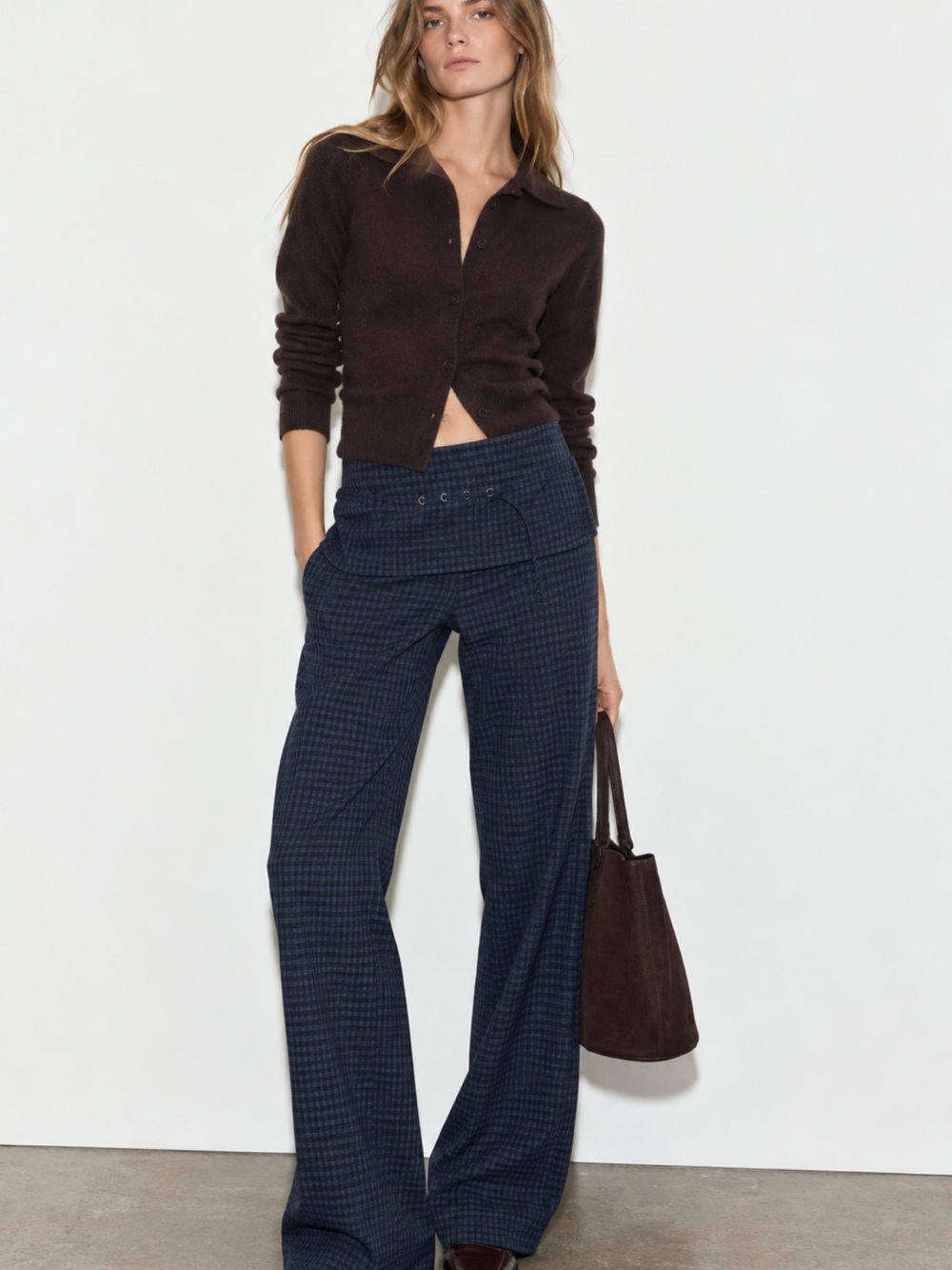 Zara NWT plaid pants with belt 2180/508